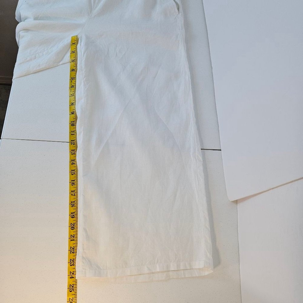 EILEEN FISHER Organic Linen Wide Leg Cropped Pull-on Pants XS White - Picture 10 of 10